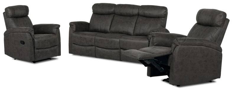 Autronic Polohovací sedací souprava ASD-311 BR3 3+1+1, hnědá látka v dekoru broušené kůže