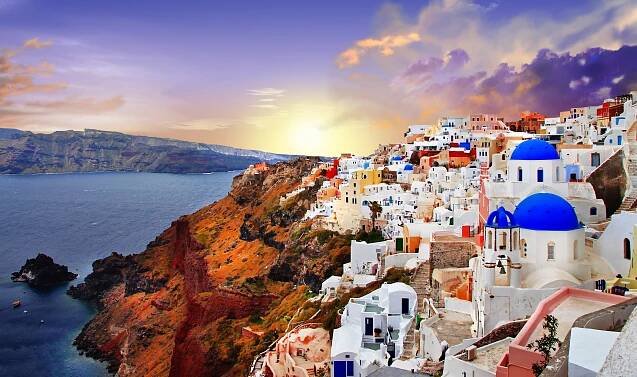 Západ slunce nad santorini — Stock obrázek