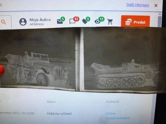 Sd.Kfz.7 Zugkraftwagen Německé pásové vozidlo Foto Negativy Afrika