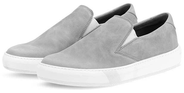 Vasky Leny Grey - Pánské kožené slip on šedé - jarní / podzimní boty česká výroba ze Zlína