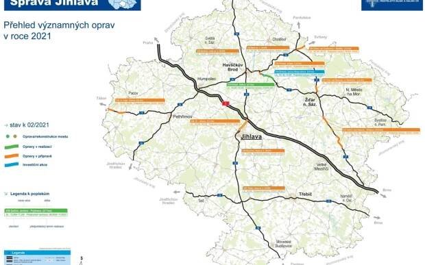 Opravy a rekonstrukce na silnicích I. tříd na Vysočině