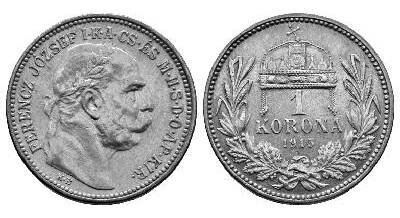 Maďarsko - 1 koruna 1915 KB, František Josef I. (Hungary - 1 Corona 1915 KB, Franz Joseph I)