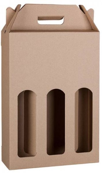 Krabice na 3 láhve hnědá 24x8x34,5 (PAPKLH-KKR-014) | Svět tašek 