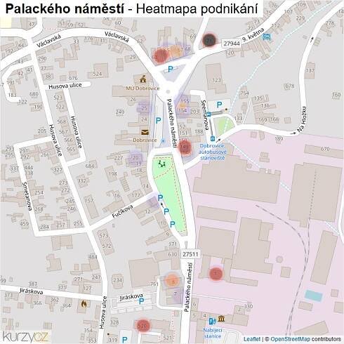 Mapa Palackého náměstí - Firmy v ulici.