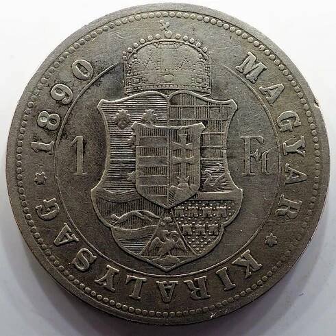 Forint 1890 s FIUME K.B. - Kremnica Uherská ražba Ag 900/1000, 29mm