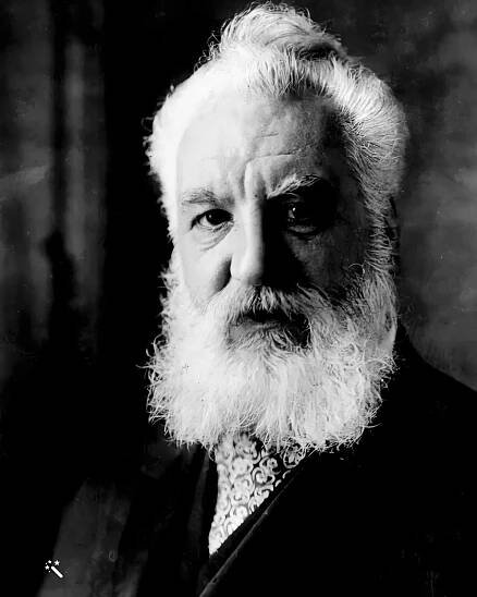 Alexander Graham Bell's passport photo, enhanced and colorized by MyHeritage