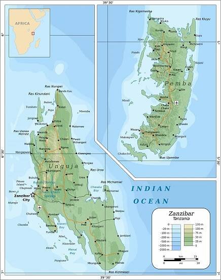 Zanzibar: Mapa🗺️ – Kde je (leží) Zanzibar na mapě?