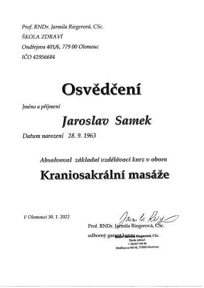 Služby,Masáže – Jaroslav Samek,SK Start Přerov