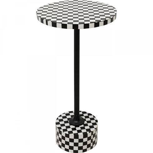 Odkládací stolek Domero Chess - černobílý, Ø25cm