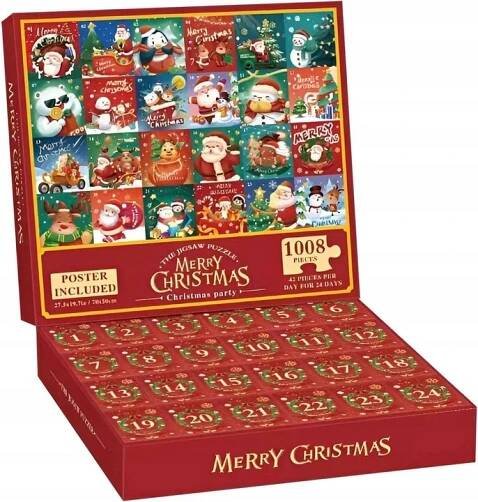 Adventní kalendář na Vánoce Puzzle 1008 dílků 24 Okének