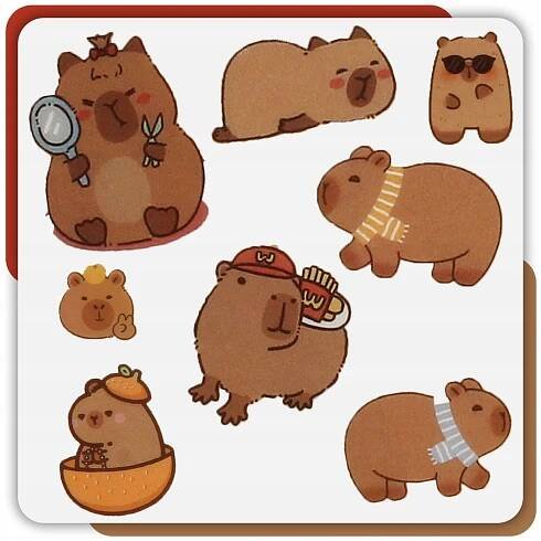 SAMOLEPKY KAPYBARA 120KUSŮ SAMOLEPKA STICKER BOMB SAMOLEPKY PRO DĚTI za 61.00CZK - Allegro