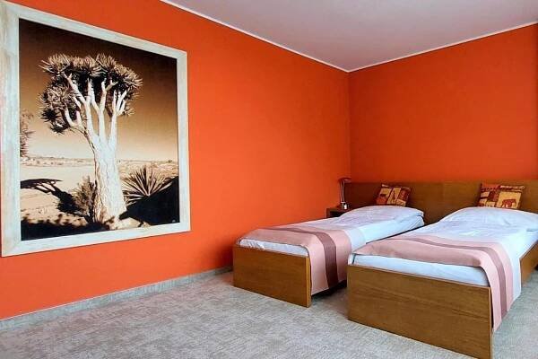 Postel nebo postele na pokoji v ubytování Afrika Hotel Frýdek-Místek