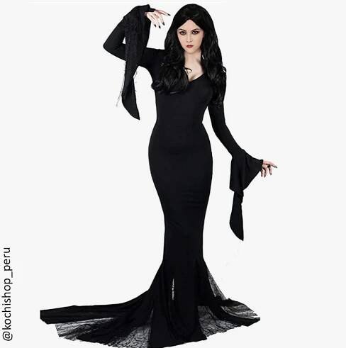 trajes en alquiler Lima, Morticia Addams disfraz alquiler, cosplay lima, Morticia cosplay, halloween, anime halloween, alquiler de disfraz