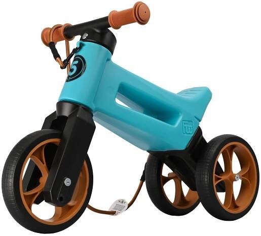 Odrážedlo FUNNY WHEELS Rider SuperSport 2v1 tyrkysové s popruhem a tichými koly