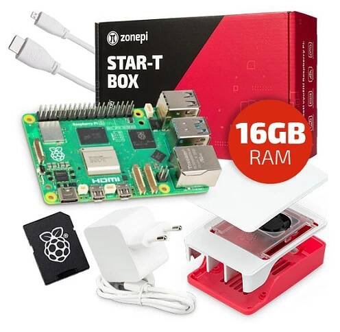 Oficiální sada s Raspberry Pi 5 (16GB RAM) + krabička + 128GB microSD + příslušenství - RPishop.cz