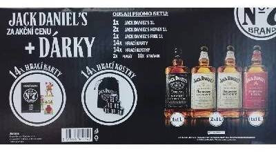 Jack Daniel´s promo set 4 x 1 l (1x JD fire 35% + 2x JD Honey 35% + 1x JD No.7 40% + 14x hrací karty
