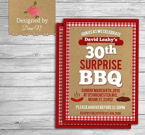 Adult Birthday INVITATION, BBQ surprise 30th birthday invite, 40th, 50th any age birthday … | Adult birthday invitations, Rodeo birthday invitations, Adult birthday
