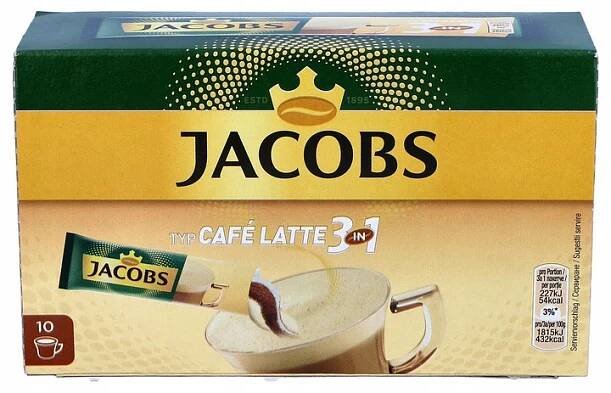 Jacobs Instantná káva Latte 3v1 10 kusov 125g z Nemecka