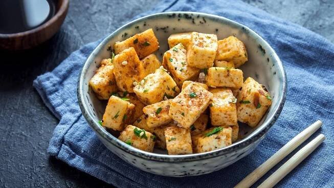 a bowl of tofu
