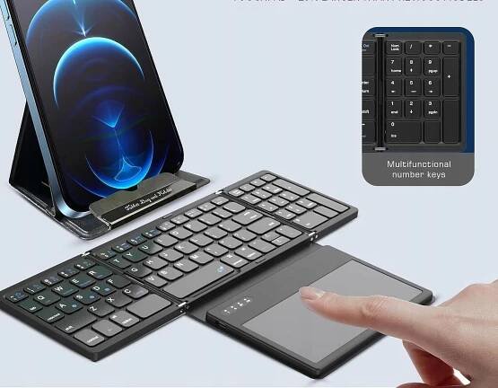 Skládací bezdrátová klávesnice Bluetooth s TouchPadem QWERTY ČERNÁ Typ klávesnice nůžková