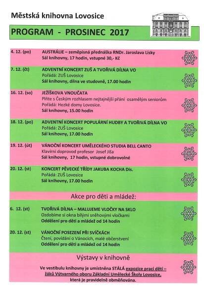 Program akcí na prosinec 2017 | Knihovna Lovosice