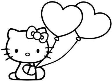 Omalovánky Hello Kitty s balónky k vytištění a online