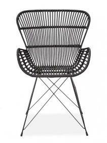Ratanová jídelní židle K335, Černá