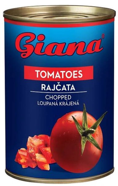 Giana Rajčata krájená 8 x 425 ml - Rajčata, Konzervovaná zelenina, Konzervované potraviny, hotová jídla, směsi, Trvanlivé