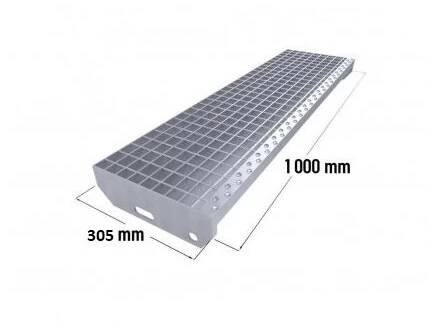 Ocelový zinkovaný schodišťový stupeň SP 30/2 - 34 x 38 mm - 1000 x 305 mm - Staco-eshop.cz