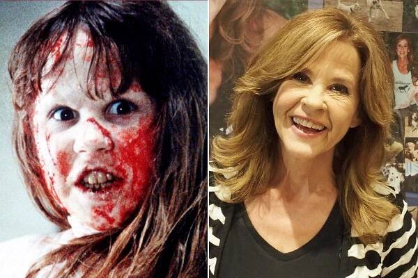 Linda Blair in “The Exorcist” (left) and at an event in 2019.