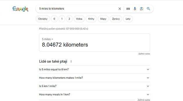 Google jako kalkulačka