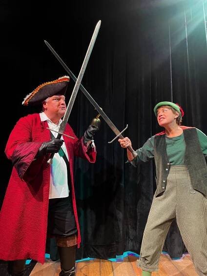  L-R: John Mannion (Captain Hook/Jim) and Monica Cappuccini (Peter Pan/Ann). 