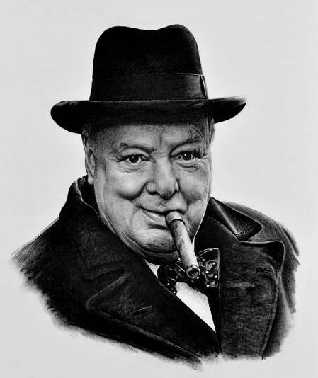 Kresba uhlem Winston Churchill od Radek Zdražil