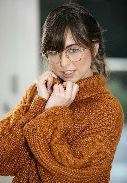 Riley Reid - Glasses, Face, Cheek, Smile, Hand, Outerwear...