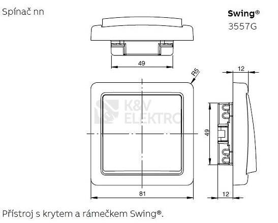 Obrázek produktu ABB Swing (L) vypínač č.6 jasně bílá 3557G-A06340 B1 2