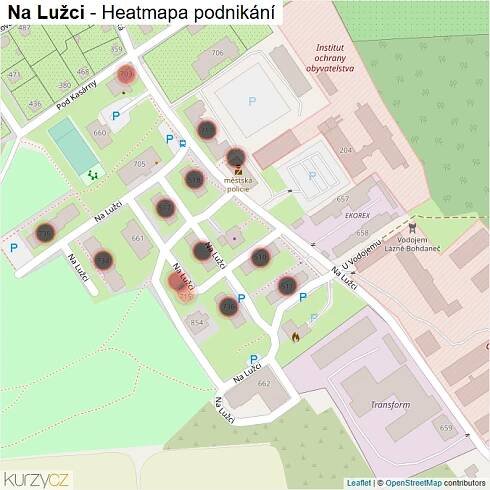Mapa Na Lužci - Firmy v ulici.