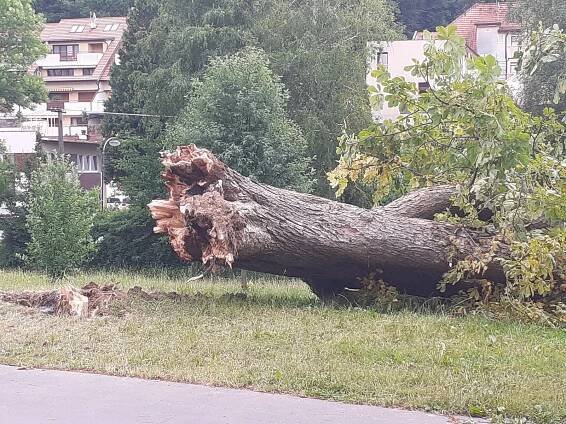 Luhačovice byly v dráze tornáda. Nakonec je převálcoval downburst