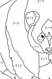 Omalovánka jemná panda (složitě) - Matematická Omalovánka - Sčítání pro děti