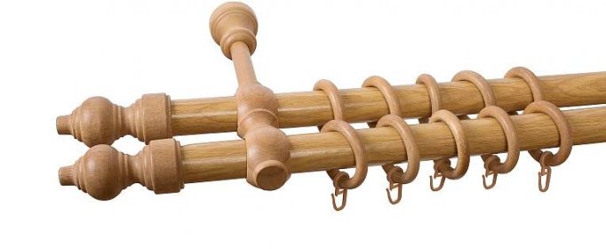 Držák garnýžové tyče dvojitý dřevěný
