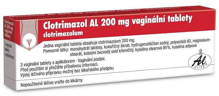 Clotrimazol AL 200 mg 3 vaginální tablety + aplikátor
