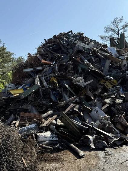 Pile Of Demolished Metal Debris At Recycling Yard