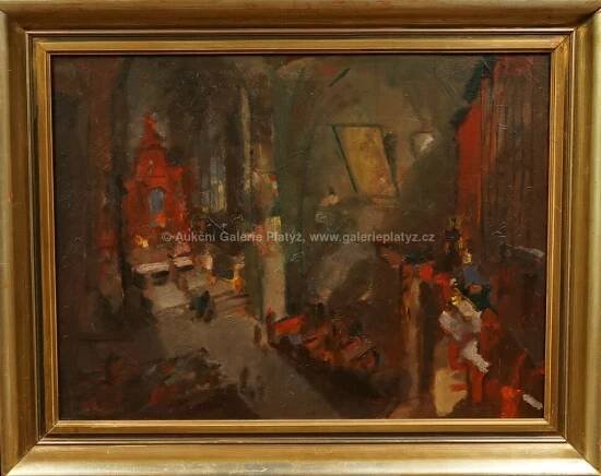 Rudolf Riedlbauch - Interiér kostela - Aukční Galerie Platýz