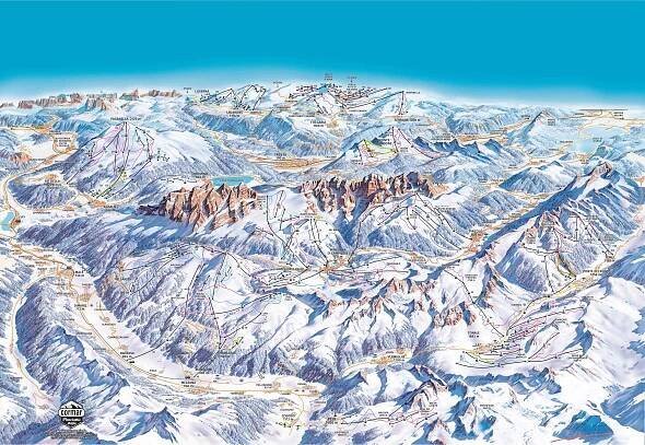 Mapa sjezdovek Skirama Dolomiti