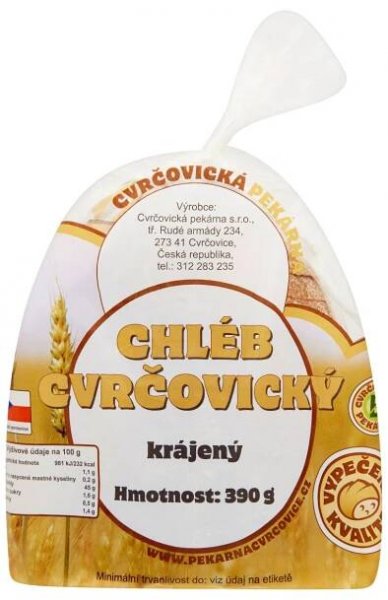 Cvrčovická pekárna Chléb cvrčovický krájený 390 g