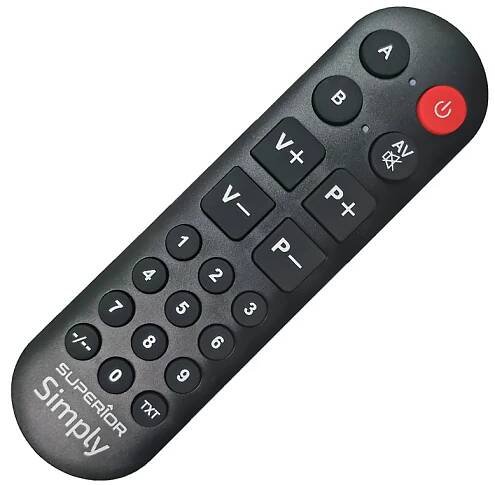 Dálkový ovladač Superior Simply Numeric - programovatelný univerzální dálkový ovladač s numerickými tlačítky pro televizi, set-top box, DVB-T2