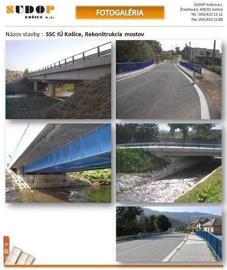 Referencie - SUDOP Košice a.s. - železničná doprava, cestná doprava, pozemné stavby