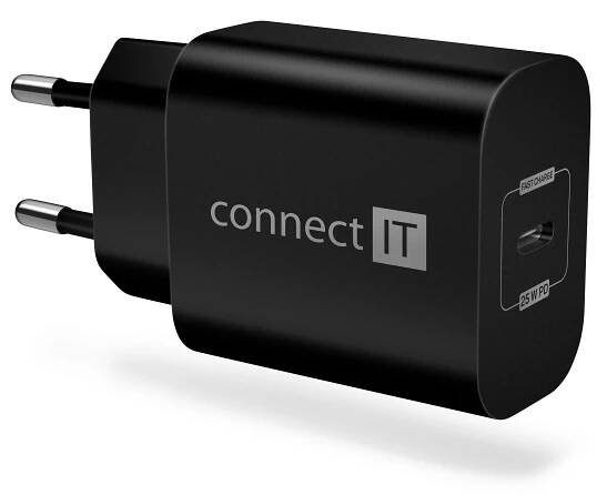 Nabíječka do sítě Connect IT Voyager2, 1× USB-C, 25W PD (CWC-2070-BK)...