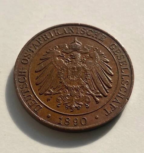 Vzácná měděná mince 1 PESA - Německá Východní Afrika, 1890 - Numismatika