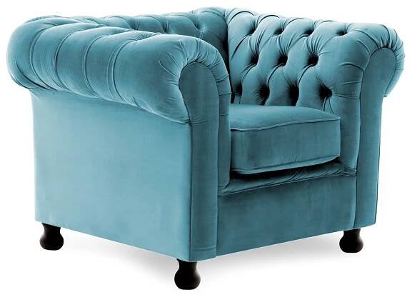 Modré křeslo Vivonita Chesterfield