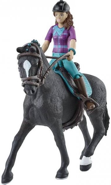 Schleich Horse Club 42541 Hnědovláska Lisa s pohyblivými klouby na koni